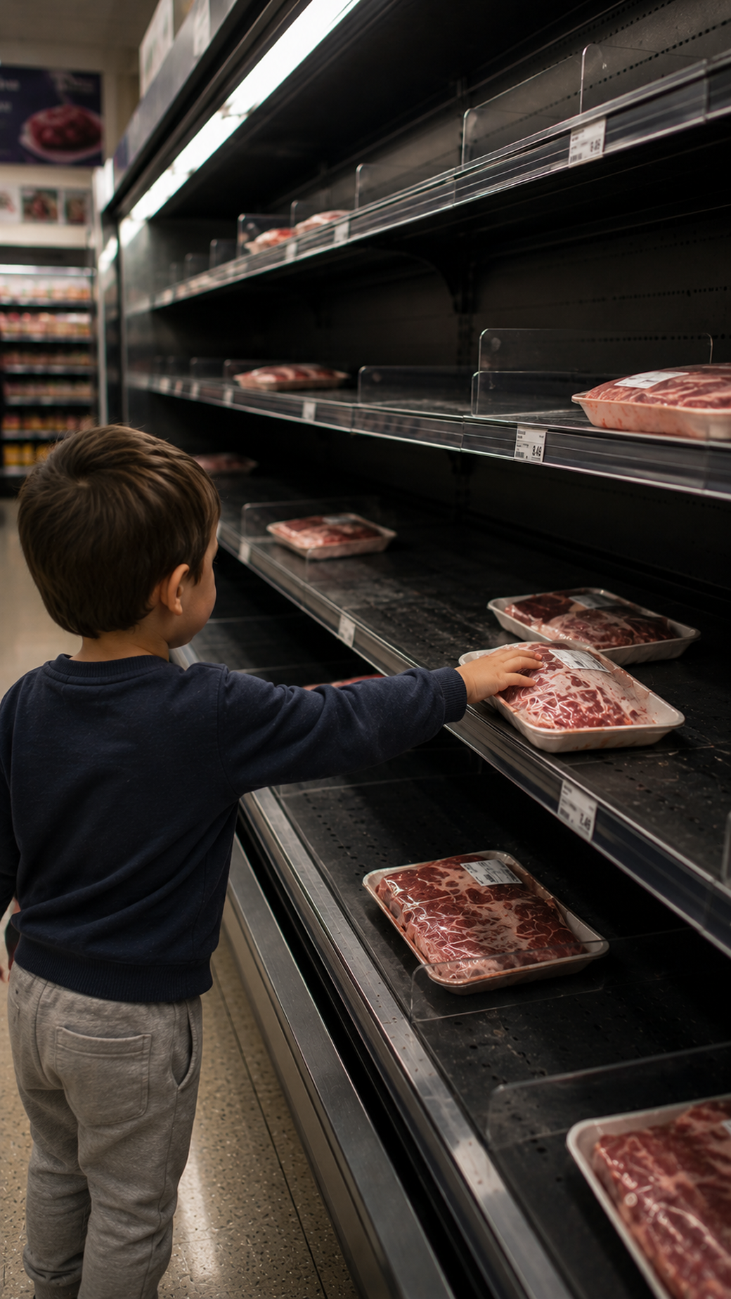 Rayons de viande dans une épicerie